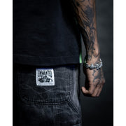 BARBED WIRE DENIM SHORTS